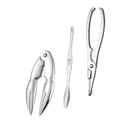 MAGICLULU 1 Juego Herramienta para Comer Cangrejos Galleta De Cangrejo Herramienta para Romper Nueces Recolector De Nueces Galletas Saladas De Gambas Silver Acero Inoxidable 3 Piezas