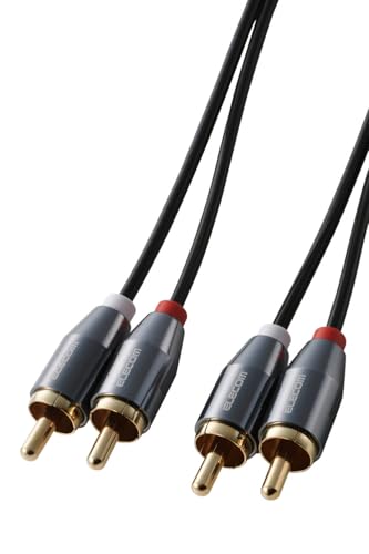 エレコム オーディオケーブル RCA - RCA 赤白 1m L/Rそれぞれのサウンドを再生 [信号の歪みや伝送ロスが少ない] 音楽プレーヤー/CDラジカセ/コンポアンプ/スピーカー ブラック ECDH-WR10BK