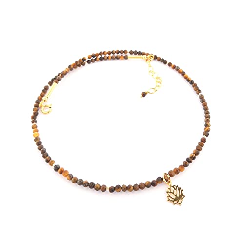 Collier œil de tigre et lotus en argent, éveillez votre force intérieure