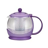 BonJour Prosperity Glass Teapot/Tea Pot with Frame, 42 Ounce, French Lavender Purple