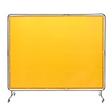Happybuy Welding Screen with Frame,6' x 8' Welding Curtain Screen,Flame-Resistant Vinyl Welding Protection Screen on 4 Swivel Wheel (2 Lockable),Moveable & Professional for Workshop/Industrial, Yellow
