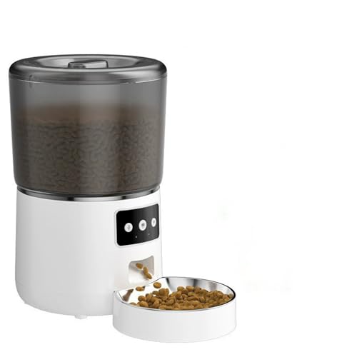 ペット自動給餌機 電池/コンセント両用+4L大容量 リモートAPPで定量タイマー給餌 餌飛散防止 出張/旅行に最適なスマートフードディスペンサー (ホワイトWIFI版です)