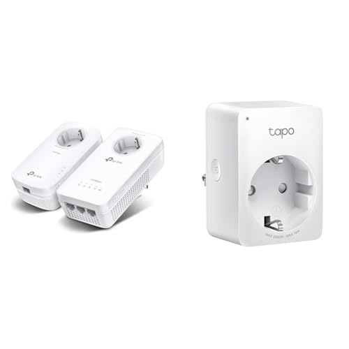 TP-Link WLAN Powerline Adapter Set TL-WPA8631P KIT(Dualband 1200Mbit/s & TP-Link Tapo Smart WLAN Steckdose Tapo P110 mit Energieverbrauchskontrolle