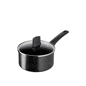 Tefal Titanium Stone Saucepan 18 cm + Lid, High-Performance Non-Stick Durable Coating, Metal Safe, All Hobs Including Induction, Thermo-Signal, Black, E1052345
