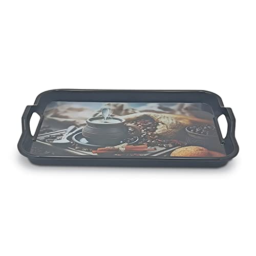 Image of SUPERWARE | Food Grade Melamine | Serving Tray Set - Handy Tray Fresh Coffee Black Base (2 nos.) | Serveware, Tableware, Stain Free, Glazed Finish