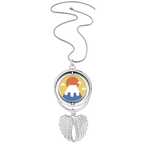 Collier ailes d'ange et motif soleil levant japonais au design ciselé haut de gamme