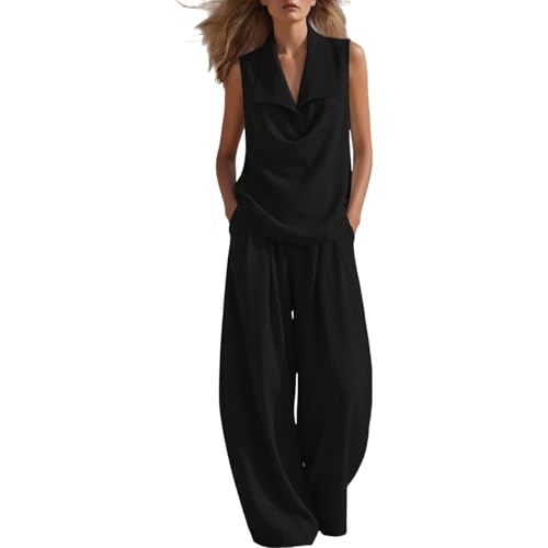Tailleur femme chic grande taille ensemble deux pièces élégant pantalon large