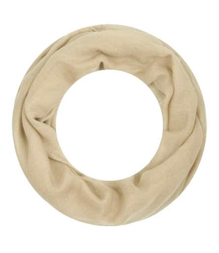 Majea Damen Loop Schal Alice – Leichter Ganzjahres-Schlauchschal schmal unifarben – 160x50cm Weicher Indoor & Büro Loop mit Viskose – beige