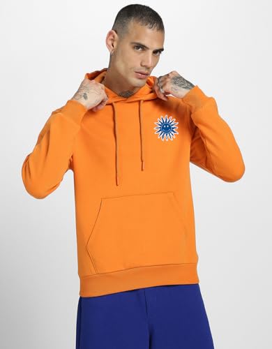 Image of Veirdo Cotton Fleece Regular Fit Full Sleeve Hooded Sweatshirt Front and Back Graphic Printed Jumper Hoodie for Men