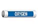 ComplianceSigns.com Oxygen (White Legend On Blue Background) Pipe Label Decal, 8x2 inch 5-Pack Vinyl for Pipe Markers Hazmat