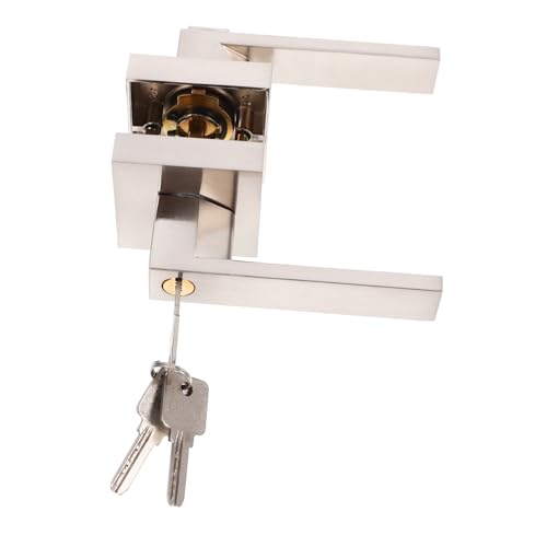 Operitacx Manija de Puerta Redonda con Cerradura para Interiores y Exteriores Diseño Reversible Inoxidable Seguridad Compatible con Puertas Grosor