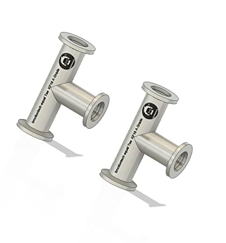 Image of bmotiontech superior Grade NW16 KF16 Tee 3-Ways Vacuum Adapter, All Ends with KF-16 Flange, Made of Stainless Steel 304, Finely Polished (2Pcs - KF16 equal TEE)