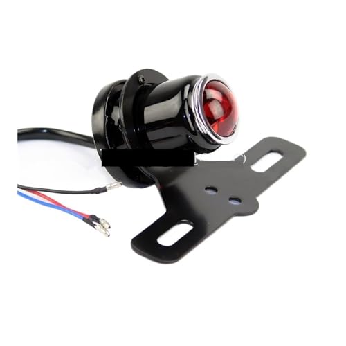 Feu stop arriere moto 12V style vintage retro avec support plaque d'immatriculation pour Chopper - 3