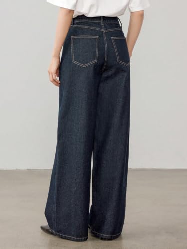Image of GRECIILOOKS Denim Jeans for Women High Rise Waist | Relaxed Baggy Jeans for Woman Bootcut Wide Leg | Casual Loose Fit Denim Jean with Secure Zip & Button Closure | Stylish Everyday Wear Pant