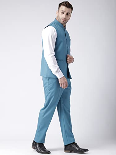 Image of hangup Men's Synthetic Notch Lapel Suit (2BasketTR Teal 44 Blue