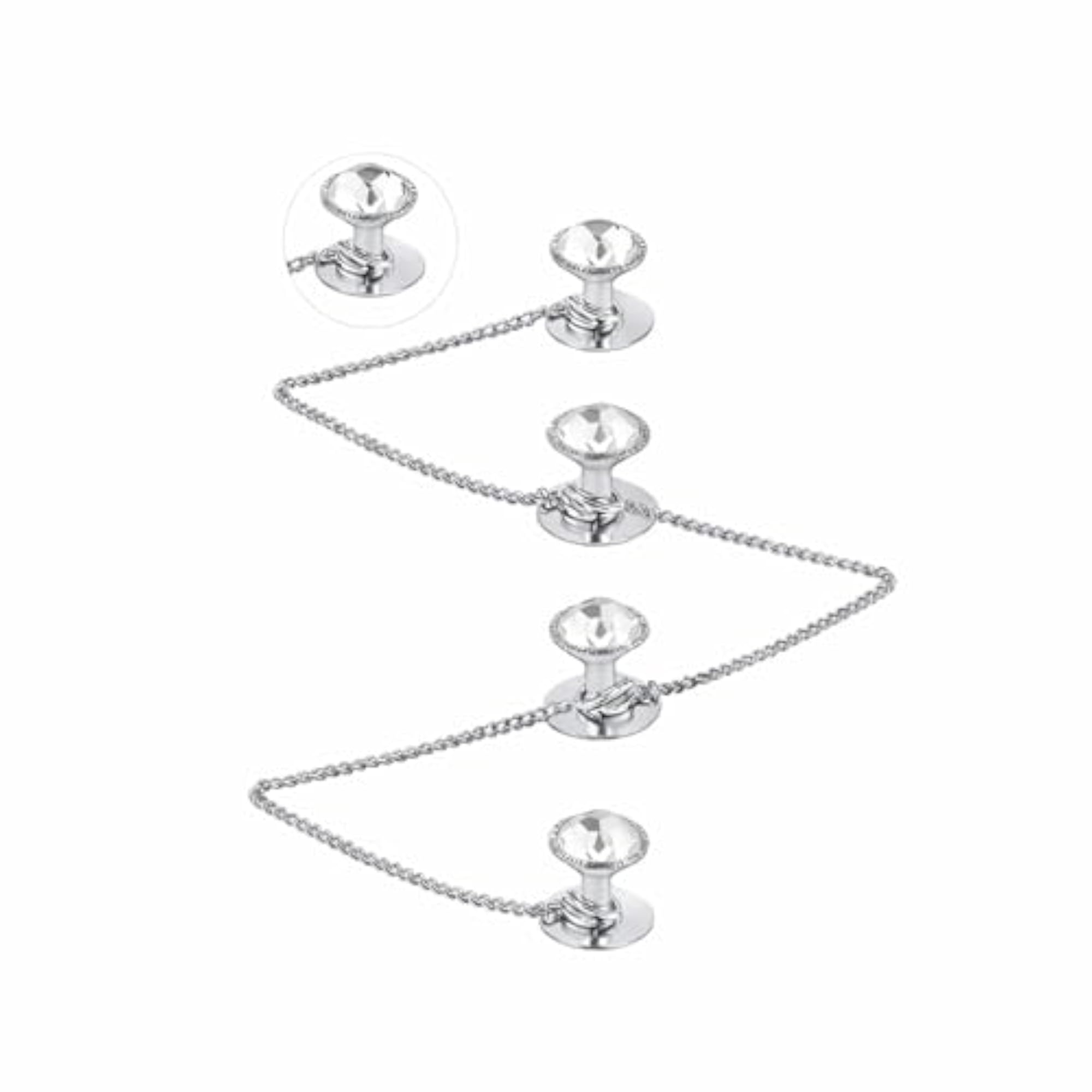 THANU'S Stone Silver Plated Kurta Buttons Cufflinks Studs