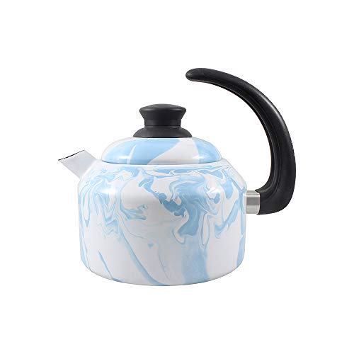 Chaleira 14 Esmaltada Marmorizada Azul Claro - 1500 ml - Ewel