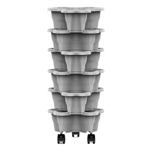 YNPQTDS 6 niveles de ahorro de espacio con ruedas ABS 25 x 10 cm, apilable, vertical, torre de patatas, torre de fresas, macetas para balcón, terraza, invernadero, interior, jardín, bancal alto