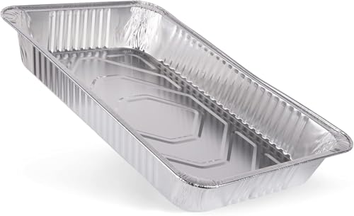 Image of Glad Disposable Full Size Aluminum Steam Pans, Deep Heavy Duty Foil Pans for Steaming, Baking, Roasting, Catering & Oven Reheating, Fits 2 Half Pans, 20.5 x 12.5 x 2.75 Inch, 2 Count