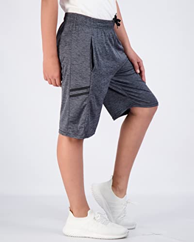 5 Pack: Quick Dry Fit Dri-Fit Big Boys Girls Youth Clothing Knit Active Athletic Performance Basketball Soccer Lacrosse Tennis Exercise Summer Activewear Gym Teen Running Shorts -Set 5- S (6/7) #TOP1