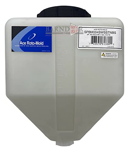 Ace Roto Den Hartog SPBM04-SQ5 Square Rinse Tank - 4 Gallon, UV Stabilized Medium Density Polyethylene Construction, Secure Lid, Spinweld Fitting | Liquid Storage Tanks, White