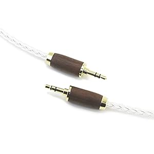 NewFantasia 3.5 mm Male to Male Stereo Audio Cable 8 Cores 6N OCC Copper Single Crystal Silver Plated Wire Walnut Wood Shell AUX Cord for Headphones Car Home Stereos Speaker Smartphone 2m/6.6ft