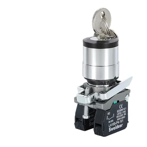 Interrupteur à clé 22mm XB4-BD21 bleu 12V 2NO pour tableau de commande industriel