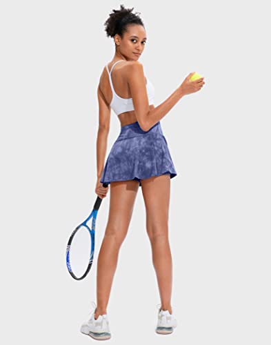 Soothfeel Pleated Tennis Skirt For Women With Pockets Women's High Waisted Athletic Golf Skorts Skirts For Workout Running(Tie Dye Navy, S) #TOP4