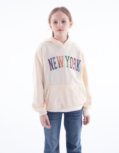 Image of WELAKEN Girls New York Hoodies Sweatshirts Long Sleeves Pullover Tops