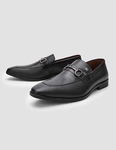 Image of Louis Philippe Men Premium Leather Breathable Lining Material Anti Slip with Heel TPR Sole Formal Slip-on Shoes