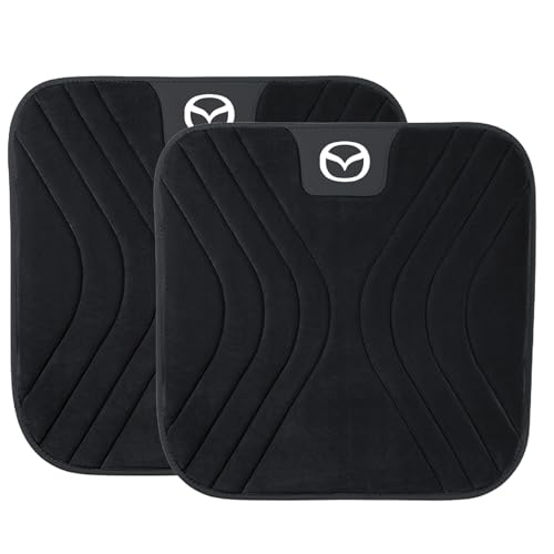 QiuFu 対応 マツダ 車用シートクッション CX-8 CX-5 CX-60 マツダ3 CX-30 デミオ CX-3 CX-80 MX-30 専用マーク フランネル 底面滑り止め設計 メモリーフォーム 体圧分散 冬用保温シートカーインテリア ブラック (