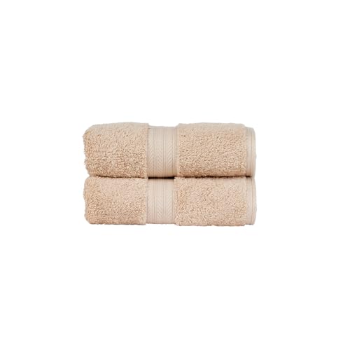 Christy Renaissance 2 Hand Towels Set | Driftwood Beige | 100% Egyptian Cotton Pile | Luxuriously Soft and Super Absorbent | 675 GSM | Plush Fluffy and Long Lasting