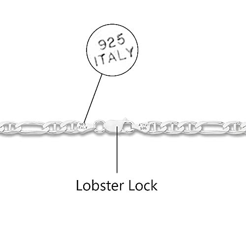 Savlano 925 Sterling Silver Italian Solid Figarucci Figaro Mariner Flat Link Chain Necklace For Men & Women - Made in Italy Comes Gift Box2