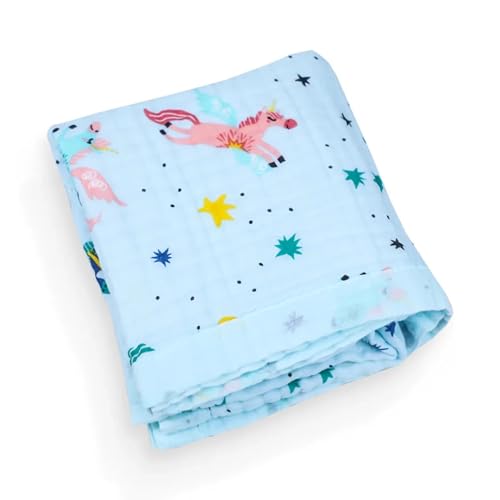 Image of SMILE BABY 100% Organic Cotton 6-Layer Muslin Baby Blanket (100x110 cm) is Super Soft, Breathable, and Gentle on Baby's Skin. Perfect for Comfort, Warmth, and Everyday use. Includes 1 Blanket
