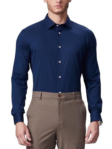 Dress Shirts for Men High-Stretch Breathable Wrinkle-Free Non-Iron Soft Mulberry Silk Button Down Shirts