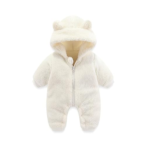 Baby Schneeanzüge Winter Overall Kapuzenmantel Winter Strampler Fleece Overall mit Fuß für Babys Neugeborene Kleinkind Mädchen Jungen Warm Jumpsuit Overall Kälteschutz für 0-12 (A-Beige, 0-3 Months)