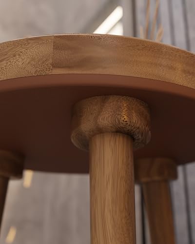 Image of Blink & Buy Handcrafted Epoxy Resin & Solid Mango Wood Bedside Table | Compact 21-Inch End Table Wooden Table with 3 Legs | Tray Stool | Sofa Side Table | Coffee Table (Multicolor, 14x21 Inches)