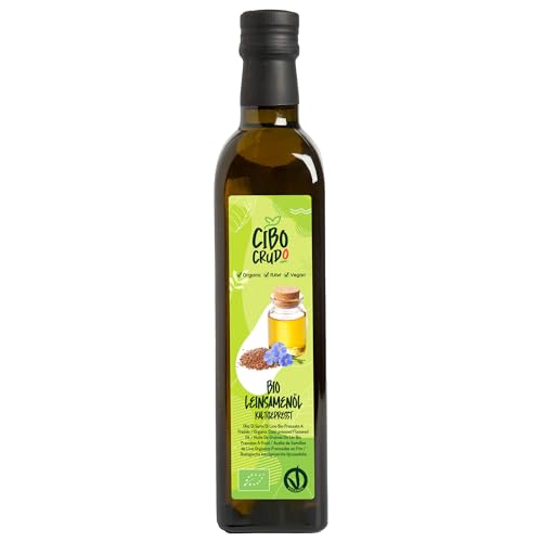 Leinöl Bio Kaltgepresst und Rein - 500ml. Leinsamenöl Bio Reich an Ungesättigte Omega 3 Fettsäuren Antioxidantien und Kalzium. Organic Flaxseed Oil.