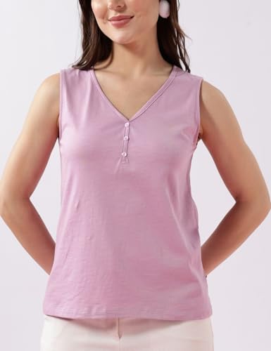 Image of FYLTR Women's 100% Cotton Sleeveless | V-Neck Regular Fit Top | Western Tops for Women