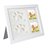 Yunova Marco conmemorativo para mascotas con huellas de patas y kit de impresión de arcilla para mascotas, marco de recuerdo de cerámica para fotos de 22 x 28 cm, regalo sincero para pérdida de