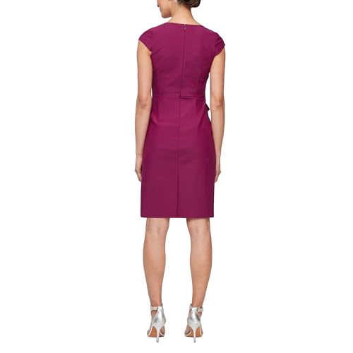 Image of Alex Evenings Women's Slimming Short Sheath 3 /4 Sleeve Cocktail Dress, Wedding Guest