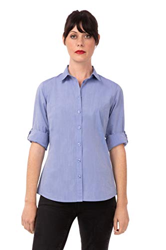 Chef Works Modern Chambray Womens Dress Shirt, Blue, 3XL