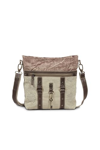 Image of 3Blifestyle - Vintage Key Crossbody Purse | Upcycled Canvas & Leather Shoulder Bag for Women | Multi Pocket Messenger Bag