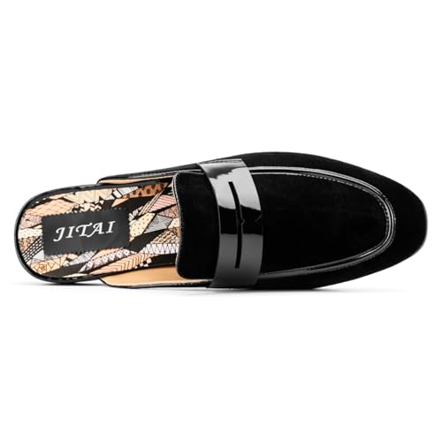 JITAI Mens Mules Velvet Slippers Slip-On Loafers for Men Casual Open Backless Sandals4