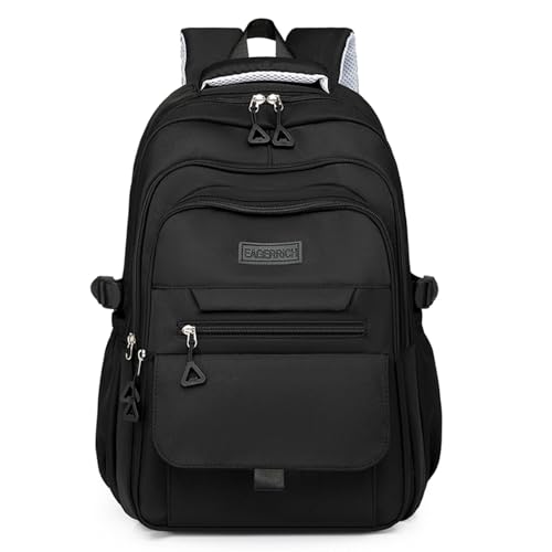 Eagerrich Mochila escolar bonita estética para estudantes, crianças, adolescentes, meninas, mochilas para livros de grande capacidade, mochila universitária, Preto, Big Kid
