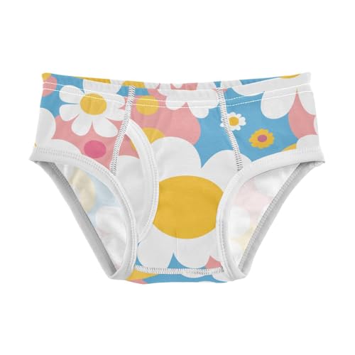 KLL Seamless Pattern White Daisies Circles Baby Boys Comfort Athletic Underwear Breathable Children Undies