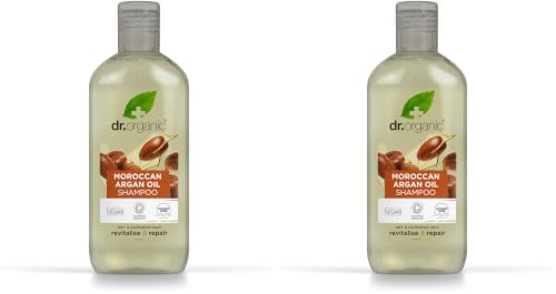 Image of Dr Organic, Organic Moroccan Argan Oil Shampoo, Natural, Vegan, Cruelty Free, Paraben & SLS Free, Eco Friendly Recyclable Packaging, For Women & Men, Palm Oil Free, 265ml (Pack of 2)