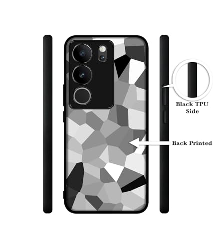 Image of Black & White Mathematical Shape Design Premium 2D Printed Metal Back Case Cover for Vivo V29 5G / V29 Pro 5G