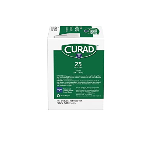 CURAD Sterile Pro-Gauze Pads, no hecho de látex de caucho natural, 3" x 3", paquete de 24 miniatura 3