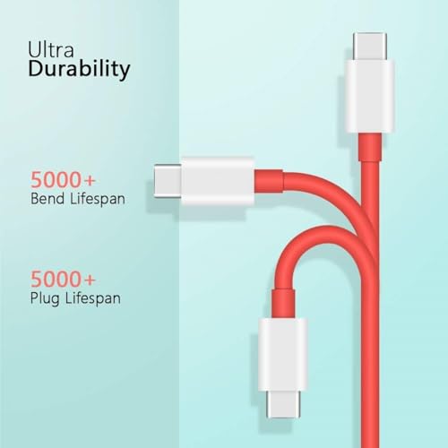 Image of Sounce 80W Charging Cable USB to Type C Warp Charger SuperVooc /Dash Fast Charge Cable for Oneplus 11,11R,10 Pro,10R,10T,9RT,9R,8R,8T Charge Cable for 6 /6T /7 /7T,Nord,Ce2 Lite 5G,Ce 3 5G, Red - 2 Meter